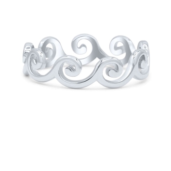 - 925 Sterling Silver Wave Band Ring. - Picture 3 of 8